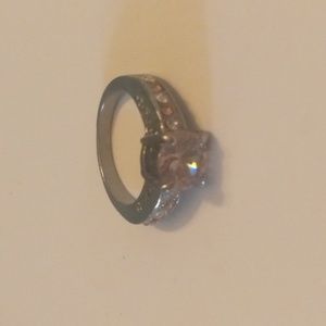 Shiny pink rhinestone engagement ring